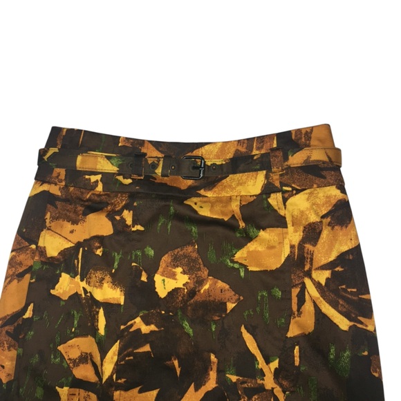 New York & Company Abtract Floral Brown Yellow Stretch Pencil Skirt - Women’s 2 - Picture 2 of 12